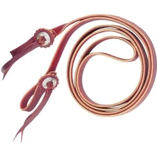 WesternBrown  leather Leather Split Reins With Silver Slotted Conchos