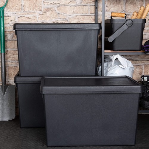 Cajas de almacenamiento negras con tapas 24L/36L/45L/62L/92L contenedores de plástico de alta resistencia - Imagen 27 de 31