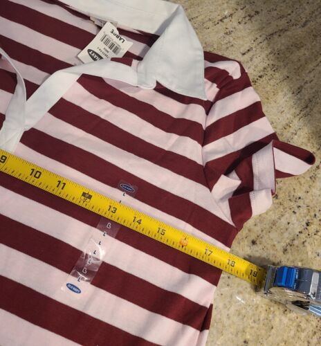 New! Old Navy Women Sz L Striped Short Sleeve Rugby Dress Knee Length Pink Red - Picture 3 of 12