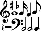 MUSIC MUSICAL NOTES COLLAGE WALL VINYL DECALS MIXED SET & SIZES COLOR CHOICES