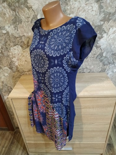 Desigual women's dress size 44 2XL blue multi color floral excellent - Picture 4 of 12