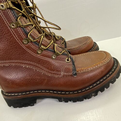 Vintage 70s Herman Survivor Boots Size 7 Vibram Soles USA Moc Toe Brown Leather - Bild 5 von 22