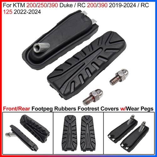 2x Cubiertas de reposapiés de goma estriberas con clavijas de desgaste para KTM 250/390 DUKE RC 390/200 - Imagen 1 de 12