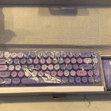 MOFii Wireless Keyboard Mouse Combo, 2.4Ghz Colorful Lavender Keyboard USA New