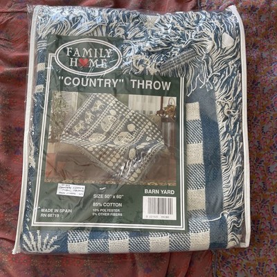 barn yard country family home throw blanket 85% cotton 50  60  