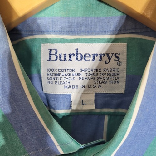 Vintage Burberrys Hemd Herren Groß Gestreift Kurzarm Knopfleiste Baumwolle Hergestellt in den USA - Bild 3 von 7