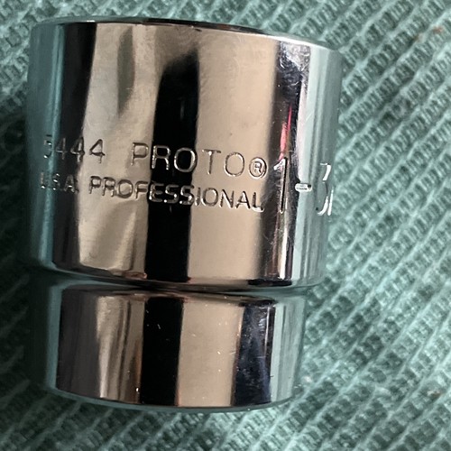 NEW 1-3/8” 12pt Shallow 1/2” Drive PROTO 5444 Chrome Socket FREE SHIPPING - Picture 6 of 7