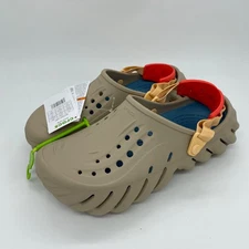 Crocs Echo Clogs Slip On Comfort Waterproof Strap Bark Brown Size 9 Mens