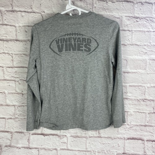 Vineyard Vines Shirt Boys Medium Gray Long Sleeve Pocket Crew Football Graphic - Picture 3 of 11