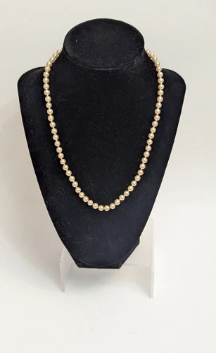 OFF WHITE Collana di perle finte rosate bianco sporco 18"