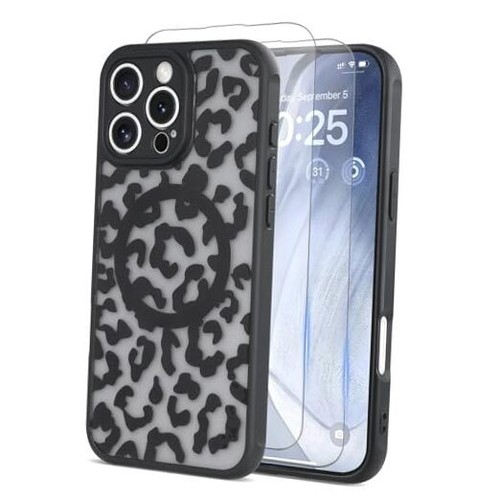 for iPhone 16 Pro Max Case Leopard Print Compatible with MagSafe [2X Screen 