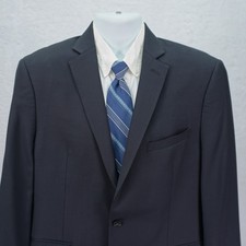 Calvin Klein Wool Navy Blue Basketweave 2 Button Blazer 42S