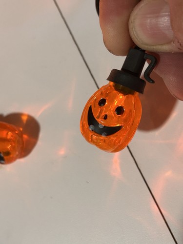 Pair Halloween Blow Mold Jack O Lantern Pumpkin String Light 2” Fall - Picture 2 of 3