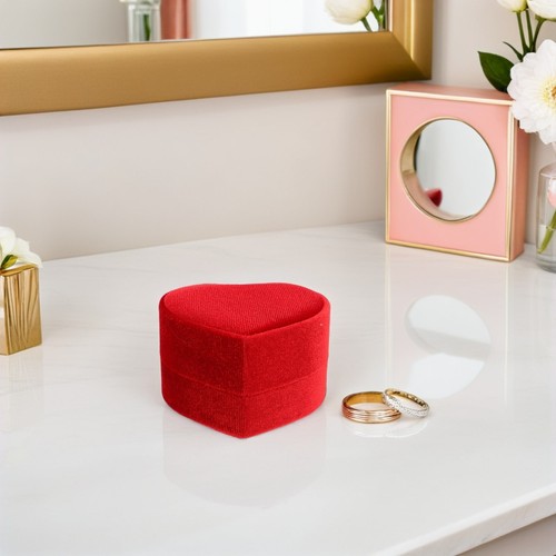 Engagement Box: Velvet Holder Heart Shaped Box with Lid for - Bild 4 von 12