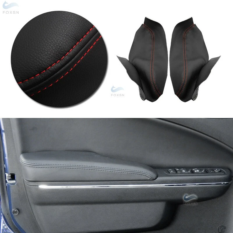 2*Front Door Armrest Synthetic Leather Cover for Dodge Charger 11-19 Red Stitch - Image 1 of 4