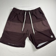 Vuori Banks Hybrid Athletic Shorts Colorblock Burgundy / Brown Men's Size Medium