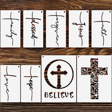 9 Pieces Cross Stencil Set Christian Stencils Believe Jesus Forgiven Cross Relig