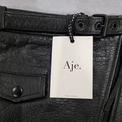 NEW 😍 AJE BLack Leather Mini Skirt Size 6 Sexy punk Flattering A line Moto - Picture 5 of 20
