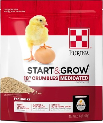 Purina Start & Grow | Medicated Chick Feed Crumbles | 5lb