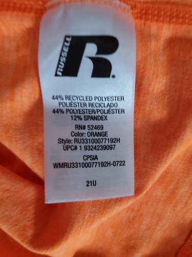 Russell Shirt Youth XL 14/16 Orange Gray Long Sleeve Dri-power 360 Athletic Wear - Picture 4 of 10