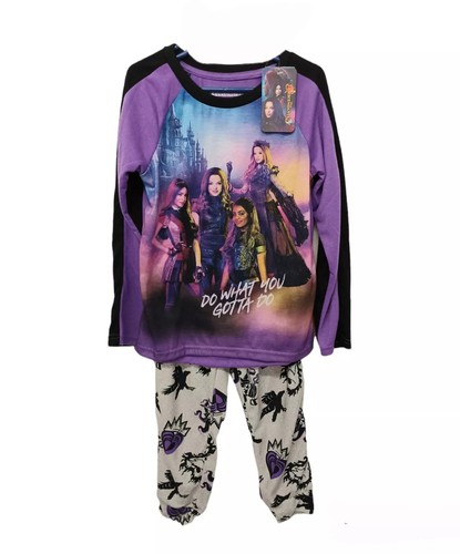 Disney Descendants Pajama Set-4/5-Girls-Jersey-Fleece-Mal-Audrey-Uma-Evie-2 Pc
