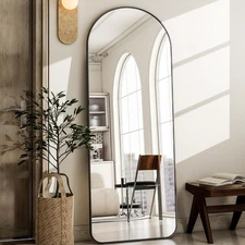 Arched Full Length Mirror - 64" x 21" Large Floor Mirror Aluminum Frame Dress...