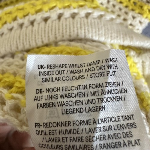Suéter Boden Mujer Pequeño Amarillo Blanco Crochet Tejido Rayas Sin Mangas Vieira - Imagen 6 de 8