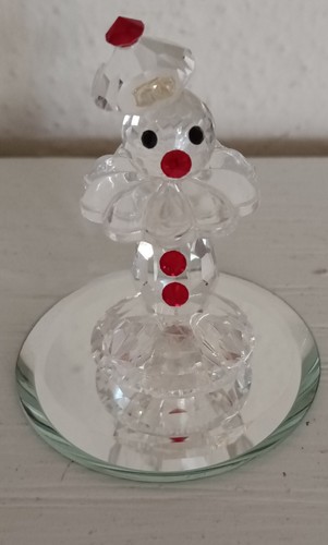 Swarovski Miniature Crystal Clown Figurine, Mirror Base, Clear Faceted NO BOX 