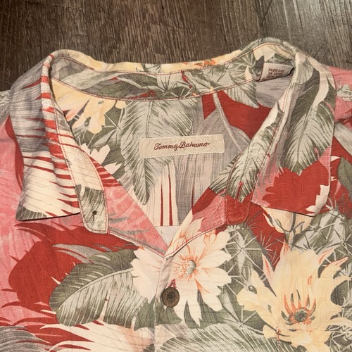 Camisa hawaiana Tommy Bahama 2XL roja de seda de cactus para hombre - Imagen 2 de 5