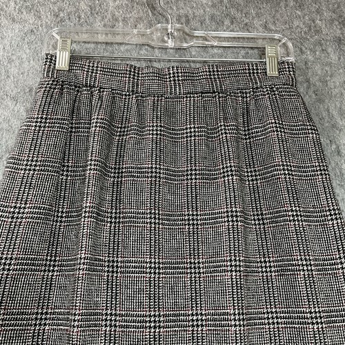 Rafaella Skirt Womens Small Gray Plaid Pockets Wool Blend Midi Office Capsule - Picture 2 of 11