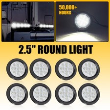 12V 8Pcs 2.5" Round 13 LED Trailer Clearance Side Marker Lights DOT Grommet