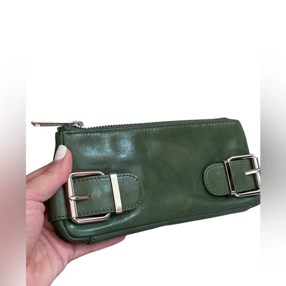 Vintage Y2K green leather clutch Banana Republic - Image 2 of 4