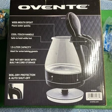 Ovente 1.5L Glass Electric Kettle BPA Free Auto Shut-Off Boil Dry Protection