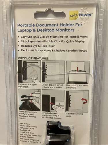 New Note Tower Monitor Mount Document Clip & Document Holder for Computer/Laptop - Picture 5 of 6