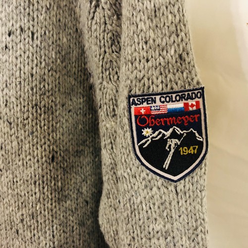 Obermeyer Sweater Mens Large Gray Full Zip Lambswool Blend Aspen Patch Pockets - Picture 5 of 11