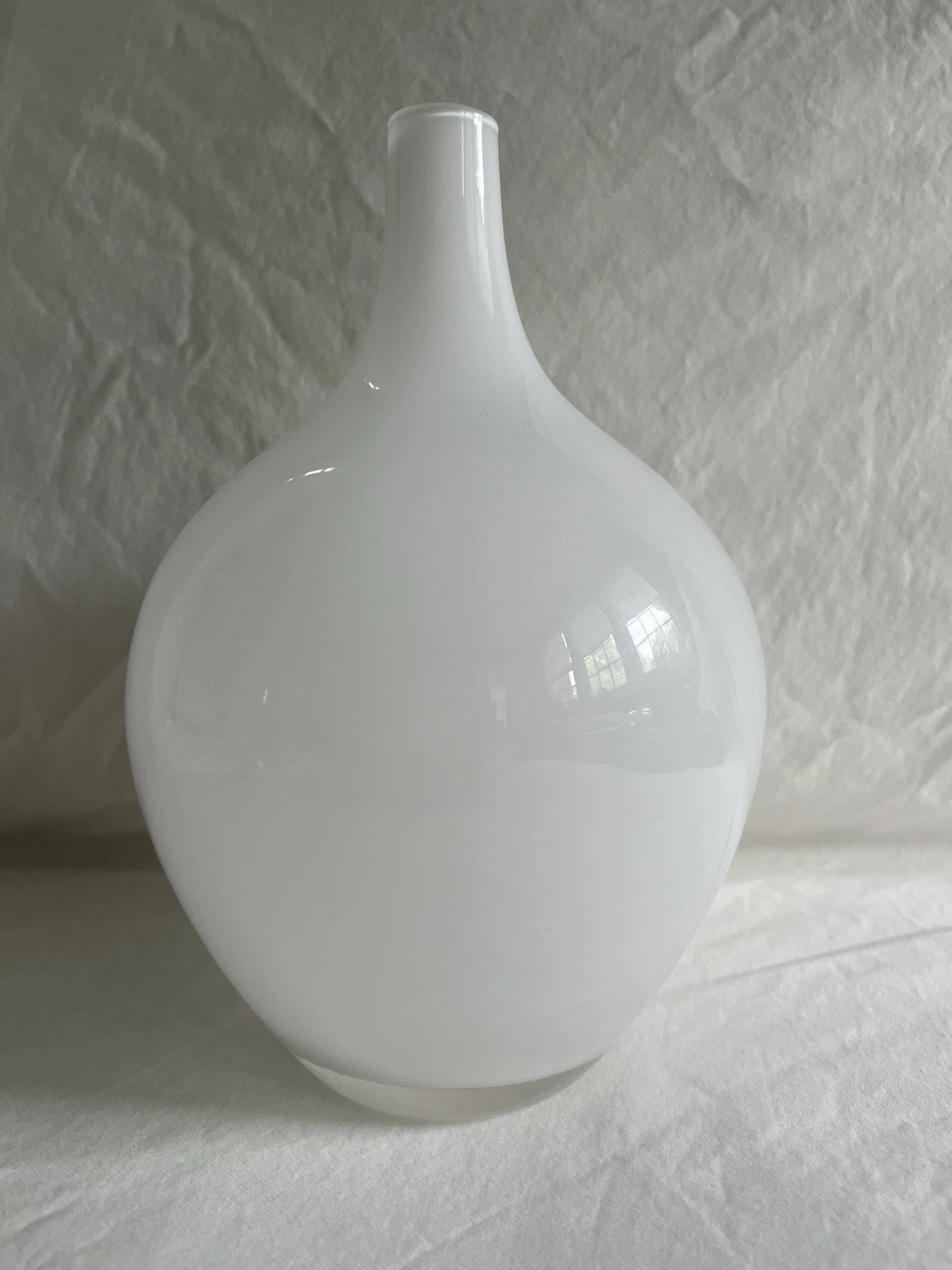 IKEA Modernist MCM White Salong 8.25” Vase Hand Blown Glass Johanna Jelinek