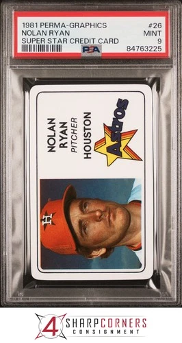 1981 PERMA-GRAPHIC SUPER STAR CREDIT CARDS #26 NOLAN RYAN HOF PSA 9