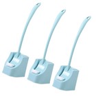 3pcs Toilet Brush with Base Blind Angle Cleaning Brush Long Handle (Blue)