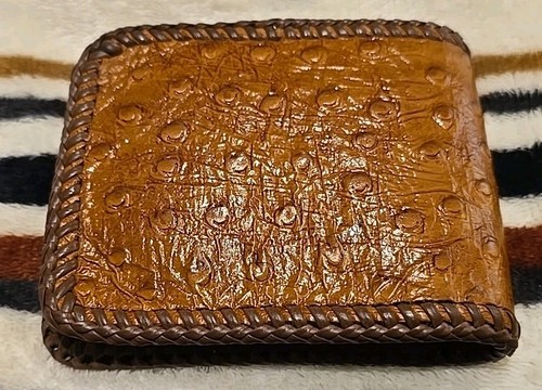 Vintage Handmade Ostrich Wallet Bifold Men's NOS - Picture 2 of 8
