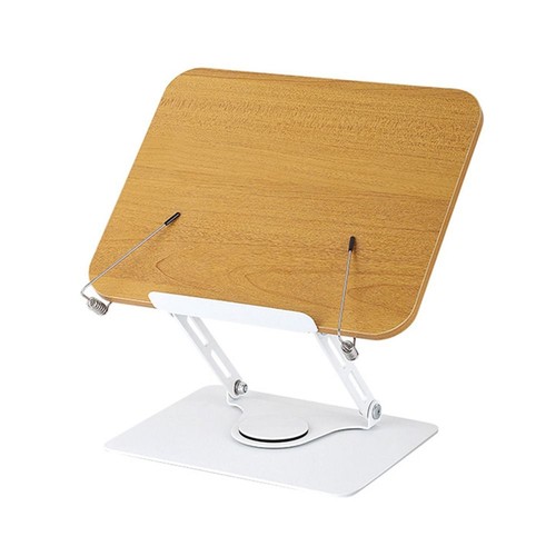Solid Wood Book Stand 360° Rotating Base Laptop Holder Desktop Riser - Picture 6 of 16