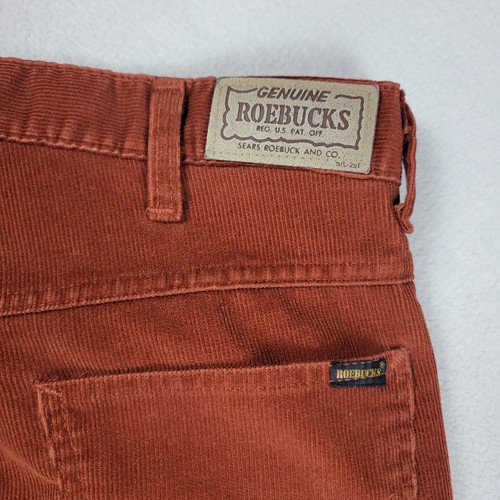 Vtg Sears Roebucks Pinwale Corduroy Pants Men's 34x40 Brown Flared Leg Hipster - Picture 8 of 15
