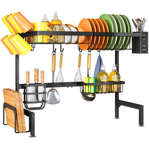Estante de secado de platos sobre el fregadero - Estante de platos ajustable para mostrador de cocina, yo... - Imagen 9 de 9