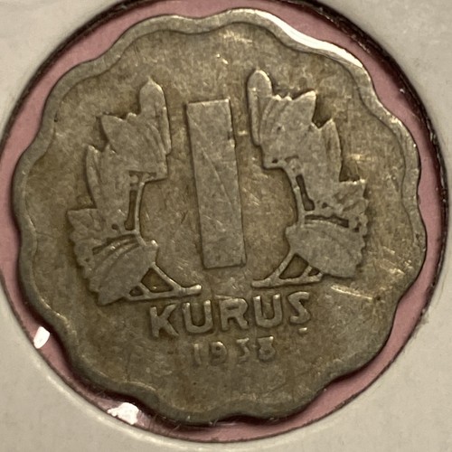 1938 Turkey 1 Kurus Coin - Picture 5 of 6