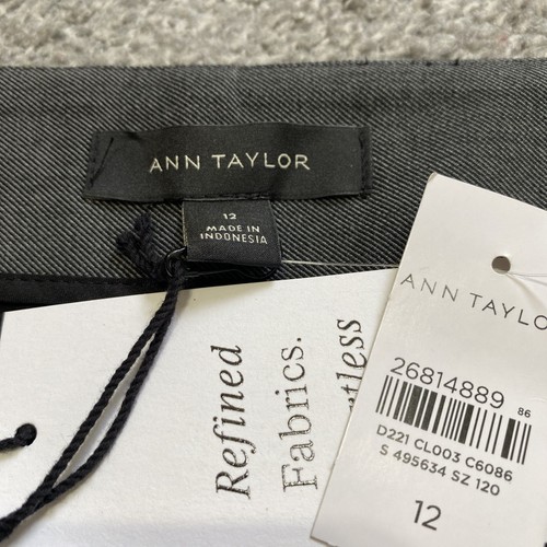 Ann Taylor Dress Pants Sz 12 The Ankle Slim High Rise Stretch Gray Office NEW - Afbeelding 3 van 11