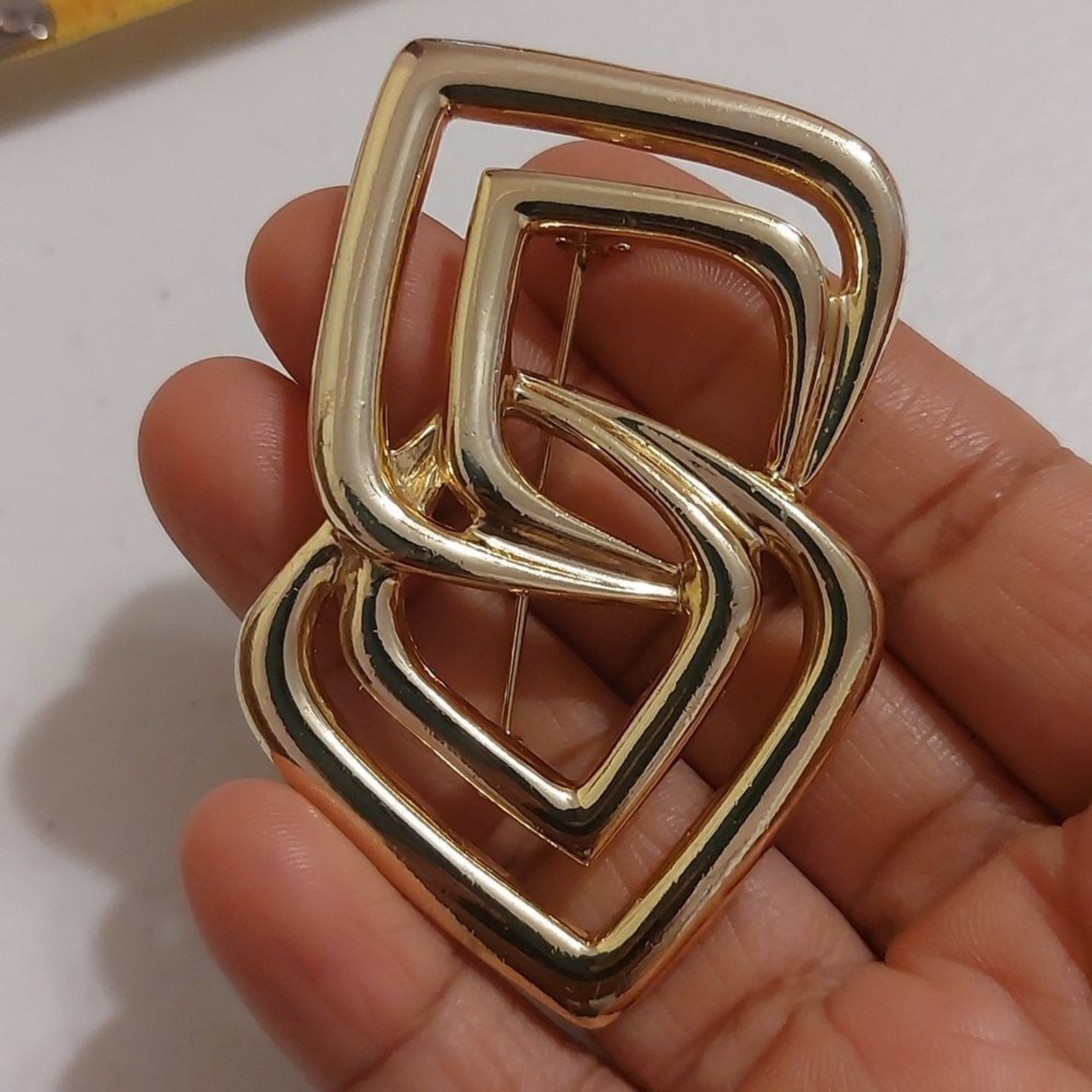Vintage Modernist Interlocking Infinity Brooch Pi… - image 3