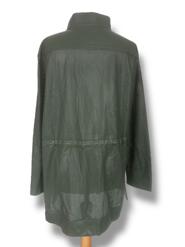 MarlaWynne Green Perforated Faux Leather Mid Length Jacket Size XL Vegan - Picture 15 of 20