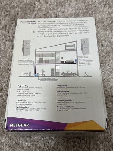 Netgear Powerline 1000 PL1000 V2 Network Extender 1000Mbps OEM Tested Working - Picture 4 of 5