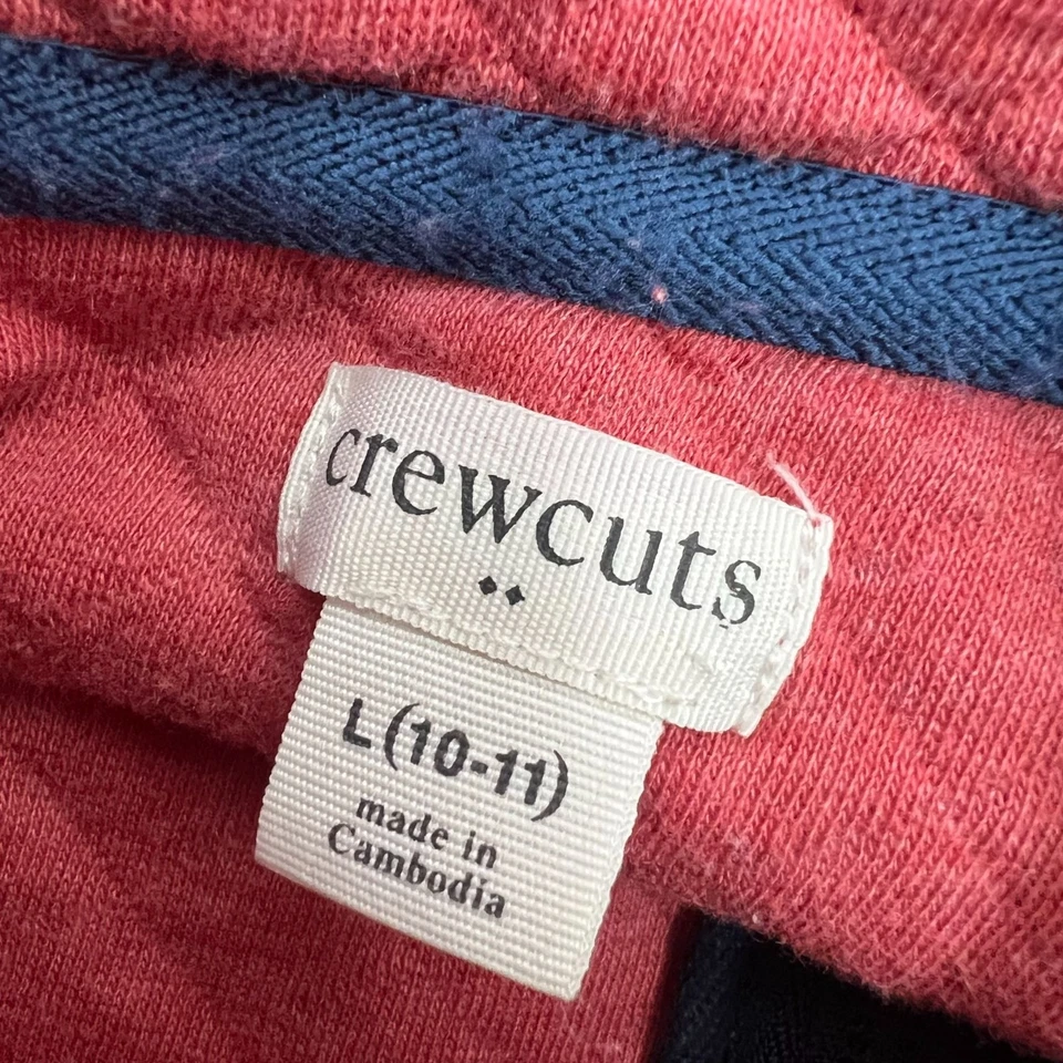Pullover J.Crew Crewcuts para niños con cuarto de cremallera talla 10-11 L acolchado de algodón rojo desteñido Foto 3 de 4