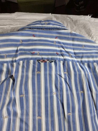 Robert Graham Freshly Laundered Long Sleeve Blue Striped Shirt Size Medium - Picture 13 of 13