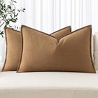 Linen Pillow Covers 12x20 Inch Decorative Linen 20" x 12" (Pack of 2) Brown